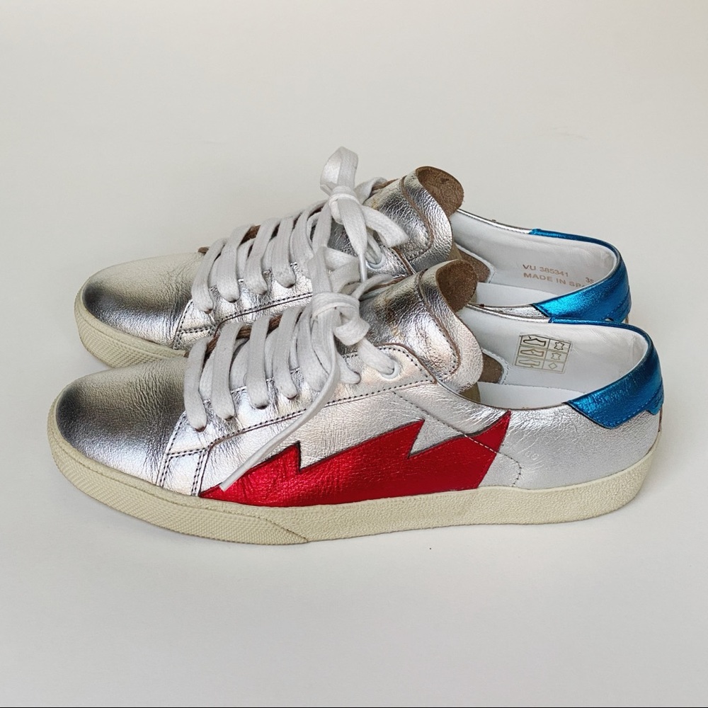 Silver Saint Laurent Court Classic Sneakers // 35